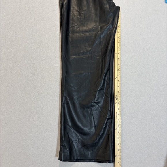 NWT Zara High-Rise Faux Leather Legging Women XXL Sid Zip Elastic Waist Wide Leg - Picture 4 of 8